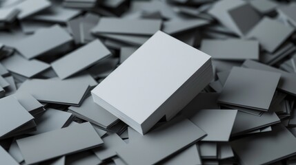 Poster - A stack of gray square paper pieces. Ideal for office or education concepts