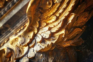 Aufkleber - A detailed shot of a gold frame hanging on a wall. Perfect for interior design projects