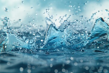 Poster - A splash of water on the surface of a body of water. Suitable for water-themed designs