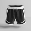 Blank black and white women shorts mock up, front view, 3d rendering. Empty sporty women short for gym training mockup, isolated. Clear cotton or nylon pants for jogging template. Generative AI