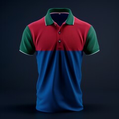 Wall Mural - Blank blue, red and green man polo-shirt mockup, looped rotation. Empty male casual t shirt mock up rotating. Cleat fabric classic polo-shirt with button and collar template. Generative AI