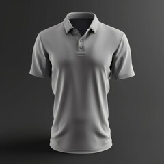 Wall Mural - Blank gray man polo-shirt mockup, looped rotation, 3d rendering. Empty male casual t-shirt mock up rotating, isolated. Cleat fabric classic polo-shirt with button and collar template. Generative AI