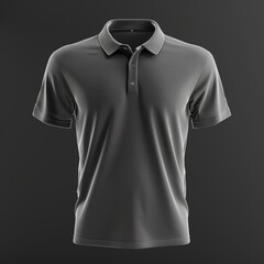 Wall Mural - Blank gray man polo-shirt mockup, looped rotation, 3d rendering. Empty male casual t-shirt mock up rotating, isolated. Cleat fabric classic polo-shirt with button and collar template. Generative AI