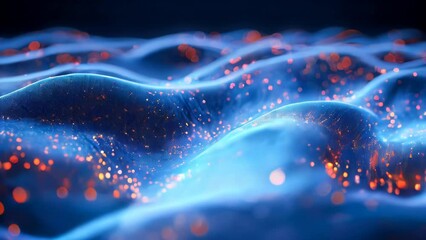 Poster - Abstract digital background with glowing particles. Futuristic wave