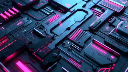 Aufkleber - Futuristic cyber technology background with neon lights