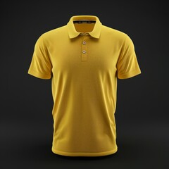 Wall Mural - Blank yellow man polo-shirt mockup, looped rotation, 3d rendering. Empty male casual t-shirt mock-up rotating, isolated. Cleat fabric classic polo-shirt with button and collar template. Generative AI