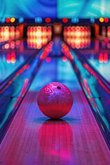 Poster - Bowling ball on a bowling alley. Suitable for sports and recreation concepts