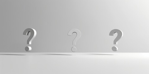 Poster - Group of three question marks on a plain white background. Suitable for educational or design projects