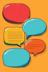 Poster - Vibrant speech bubbles on a bright yellow backdrop. Perfect for presentations or social media posts