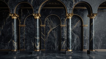 Poster - Row of columns in room with marble walls. Suitable for architectural projects