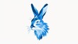 A vector illustration of a rabbit's head, crafted in shades of blue and white, is ideally suited for various branding purposes including logos for businesses, stores, and more