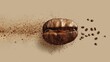 © Kanisorn - Minimalistic design of a coffee bean merging with a digital pixel, on a light brown background, concept for blending organic coffee culture with digital commerce.