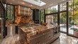 Modern Italian kitchen with sleek marble countertops and stainless steel appliances