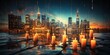 Candles on the background of New York City. 3D rendering