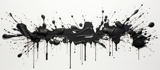 Sticker - Detailed view of black paint splattered messily across a clean, white background