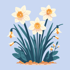 Wall Mural - narcissus flowers blossom illustration