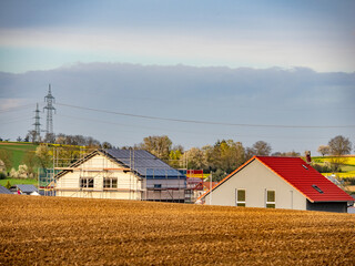 Canvas Print - Neubaugebiet am Ortsrand