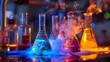 As chemicals mix and react a stunning display of color fills the screen creating a visually stunning chemistry experiment.