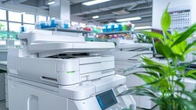 Modern Office Multifunction Printer On The Office Background.