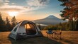 Tent with a view of fuji mountain