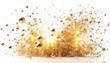 glowing Abstract fractal bubbles splash. background. golden gital rendering. 3D Fiery white confetti art. sparks shine print fantastic liquid dream monochrome yellow explosion bright star burst stream