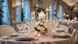 Elegant table setting in luxury banquet hall