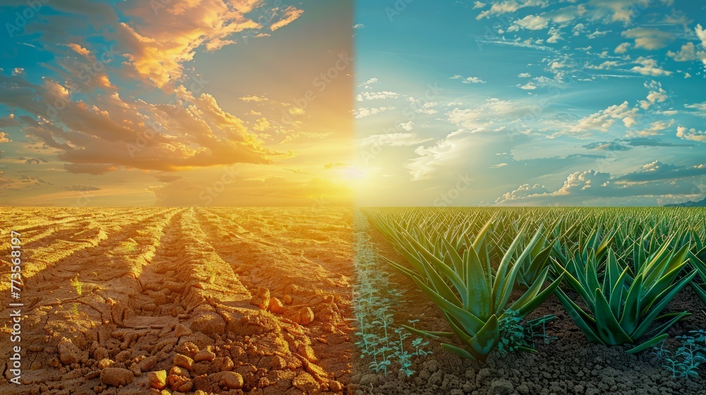 Dramatic Before and After Comparison of Arid Desert and Lush Farmland ...