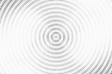 Aufkleber - Halftone pattern background with radial effect, round spot shapes, vintage or retro graphic with place for your text. Dotted design element for various purpose.  