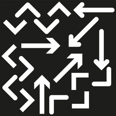 Poster - assorted directional arrows set. choices and decisions concept. navigation and movement icons. vecto