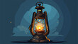 Antique lantern with candle cartoon isolated vector