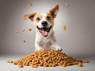 Wall Mural - Funny dog portrait with the food