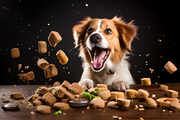 Wall Mural - Funny dog portrait with the food