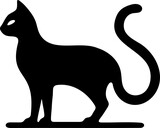 Fototapeta Dinusie - Silhouette de chat de côté, vecteur noir fond transparent