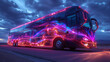 neon style tour bus illustration
