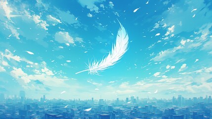 Wall Mural - 白い羽と青空2