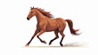 Brown horse running on white background flat cartoo