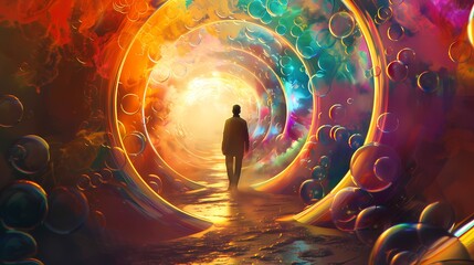 bright colorful bubbles scene abstract illustration poster web page PPT background