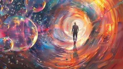 bright colorful bubbles scene abstract illustration poster web page PPT background