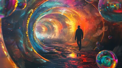bright colorful bubbles scene abstract illustration poster web page PPT background