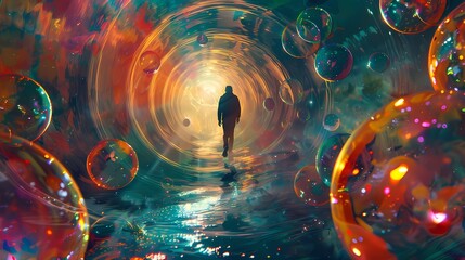 bright colorful bubbles scene abstract illustration poster web page PPT background