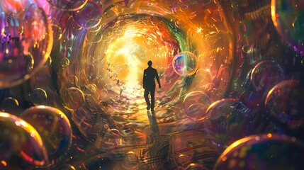 bright colorful bubbles scene abstract illustration poster web page PPT background