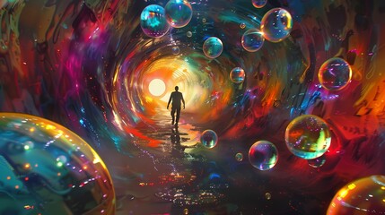 bright colorful bubbles scene abstract illustration poster web page PPT background