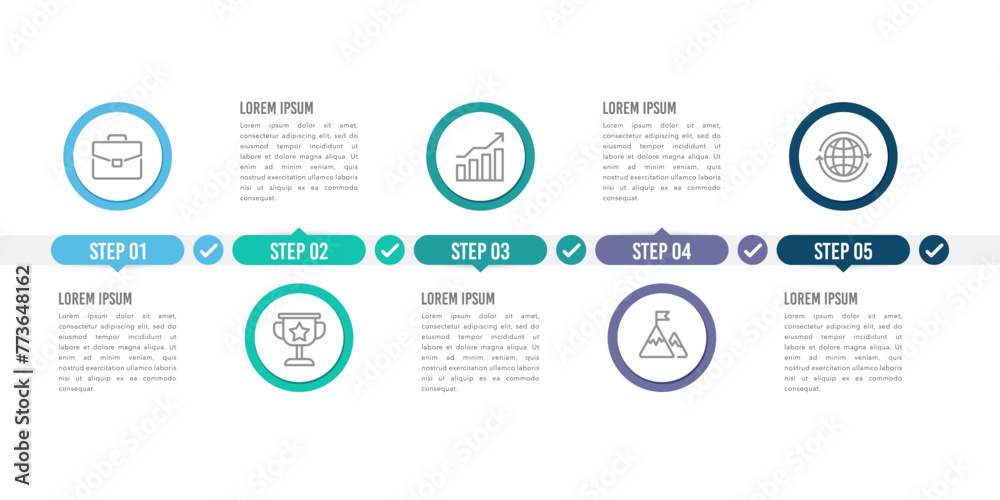 Presentation business infographic template with 5 steps. Timeline ...