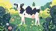 Cow in park painting vector available in portfolio
