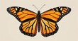 Monarch butterfly, wings spread, displaying vibrant orange and black patterns. 