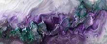 A Cascade Of Amethyst And Jade Green Collides, Creating A Mesmerizing Abstract Display Of Liquid Elegance."