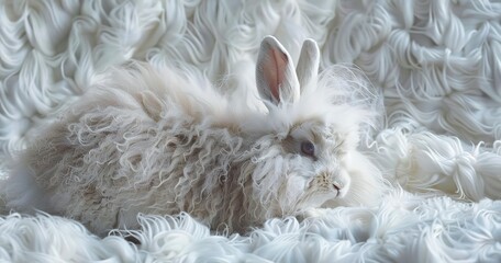 Wall Mural - Angora rabbit, fur soft and long, a delicate producer of luxury wool. 