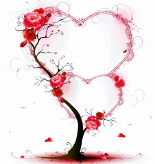 Wall Mural - A tree with pink flowers and a heart shape in the middle
