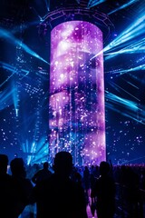 Wall Mural - A digital concert venue where virtual musicians perform in front of digital crowds, with immersive visuals, synchronized light shows, and interactive experiences, Generative AI