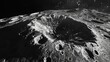 Close-up of lunar craters and ridges - Monochrome image of the moon's surface showcasing the detailed texture of craters and ridges against the dark lunar sky